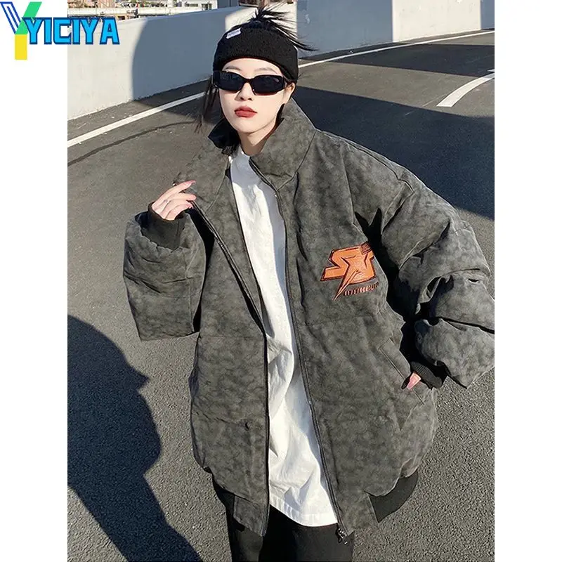 YICIYA Warm Parkas For Women 2023 Winter Jackets Straight Thick Zipper Casual Cotton Padded Coat Streetwear Y2k Jacket For Women