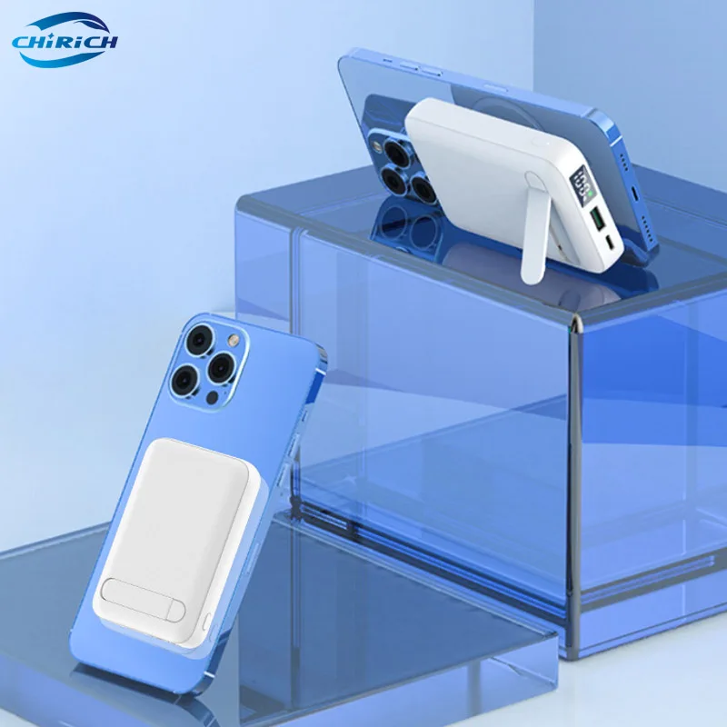 

10000mAh Magnetic Wireless Power Bank With Holder Fast Charging Mini Powerbank Portable External Battery Pack For iPhone Xiaomi