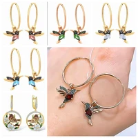 new fashion little bird drop hanging earrings for women elegant girl circle hoop earring stylish jewelry personality gift