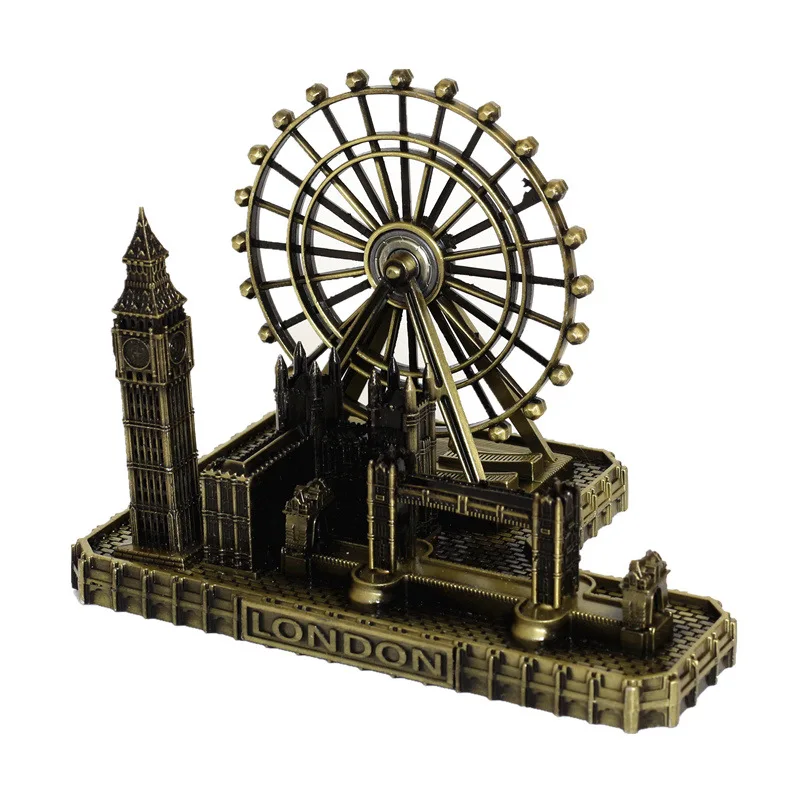

Home Decoration Desk Accessories Building In London Tower Bridge Miniature Ferris Wheel Model Alloy Ornaments Photography Prop