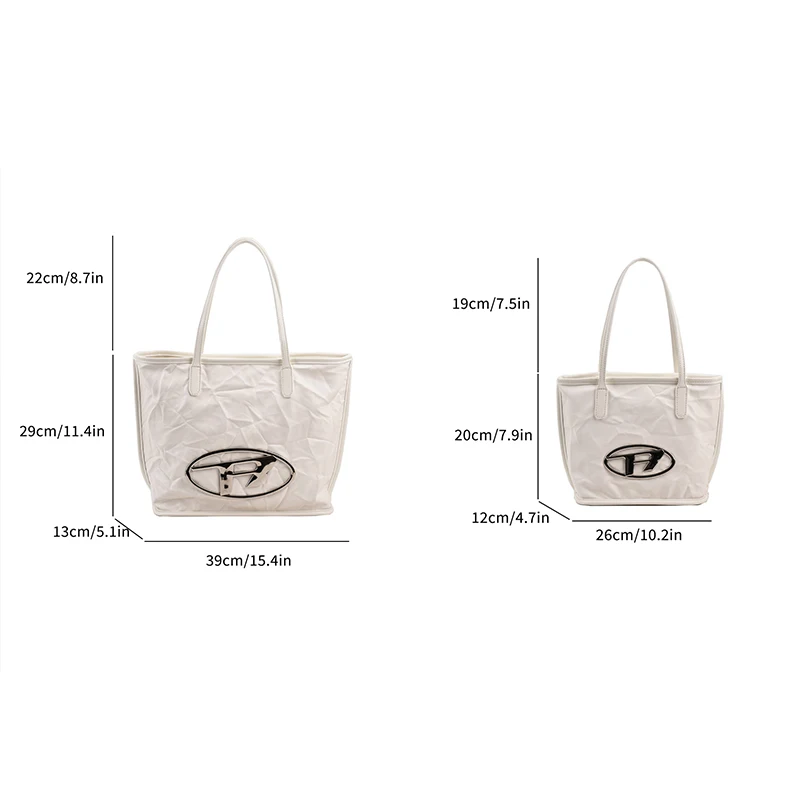 Designer Silver Bucket Handbag Woman Luxury Simple PU Women's Tote Bag Fashion Large Capacity Shopping Shoulder Bag Female 2023