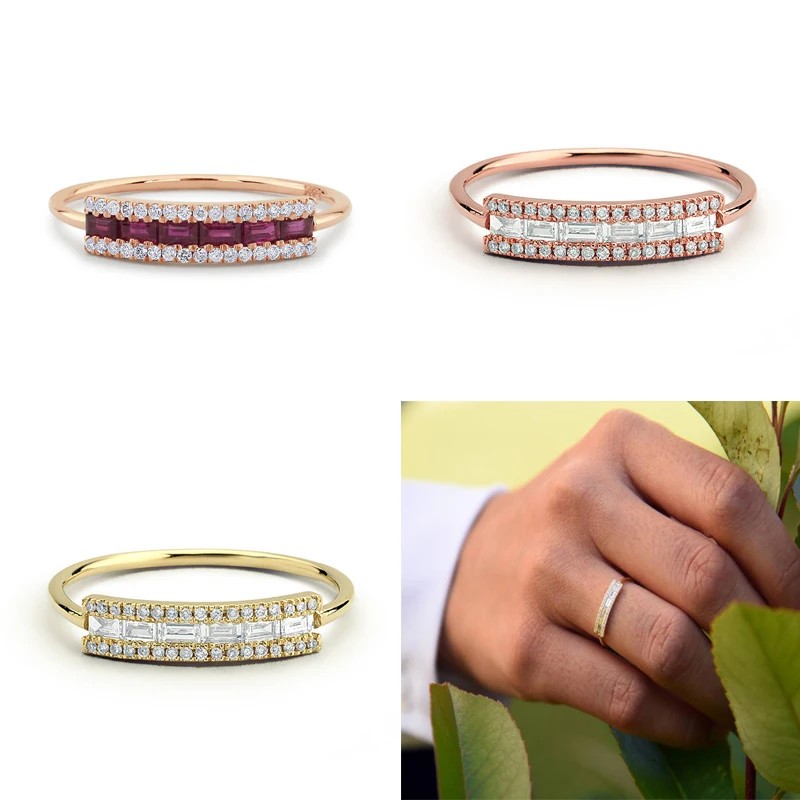 

Huitan Minimalist Light Ring Proposal Ring For Girlfriend Engagement Anniversary Crystal Ring Band Fashion Jewelry Ring