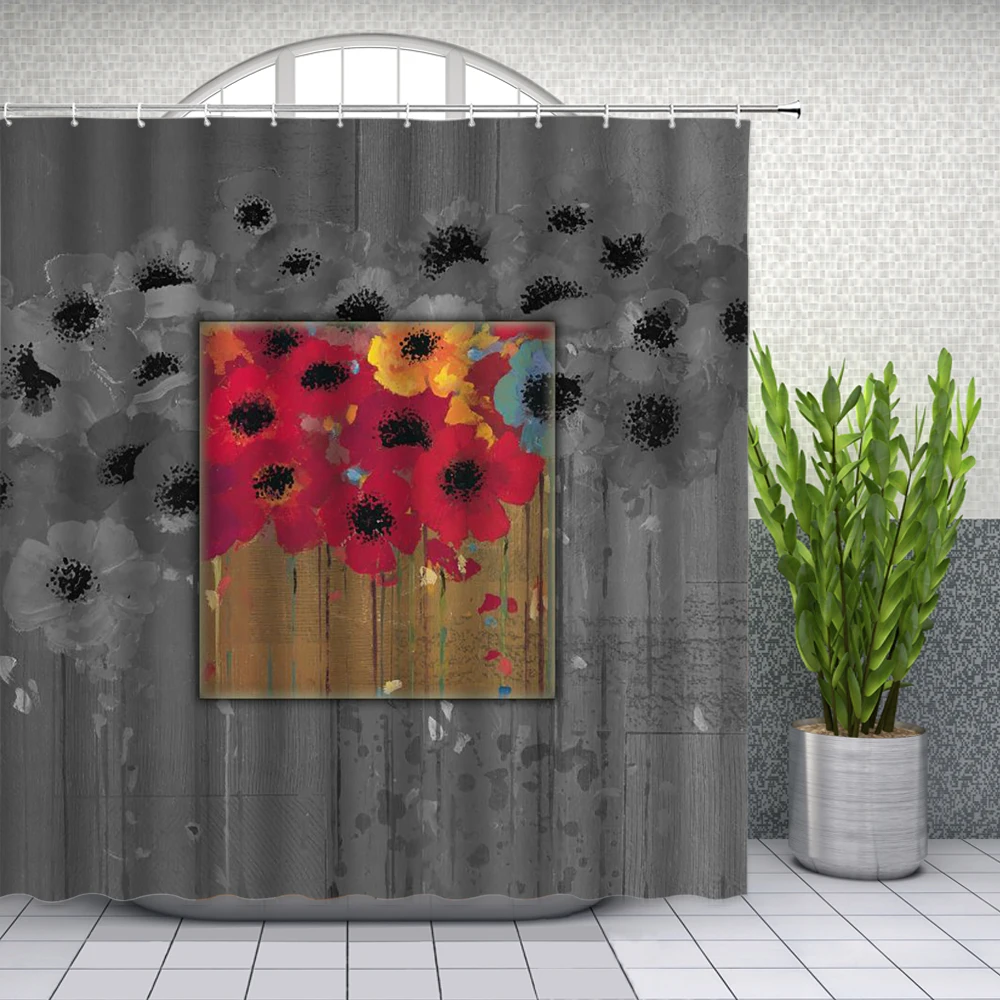 Цветочная занавеска для душа яркий цветочный узор с красочными цветами
