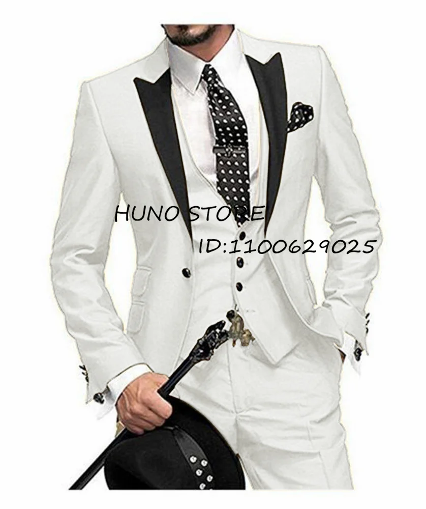 Wedding Men's Suit Tuxedo 1 Piece Button Collar Slim Fit Solid Color Blazers  Party Dress 3 Piece Set	 بدله رجالي