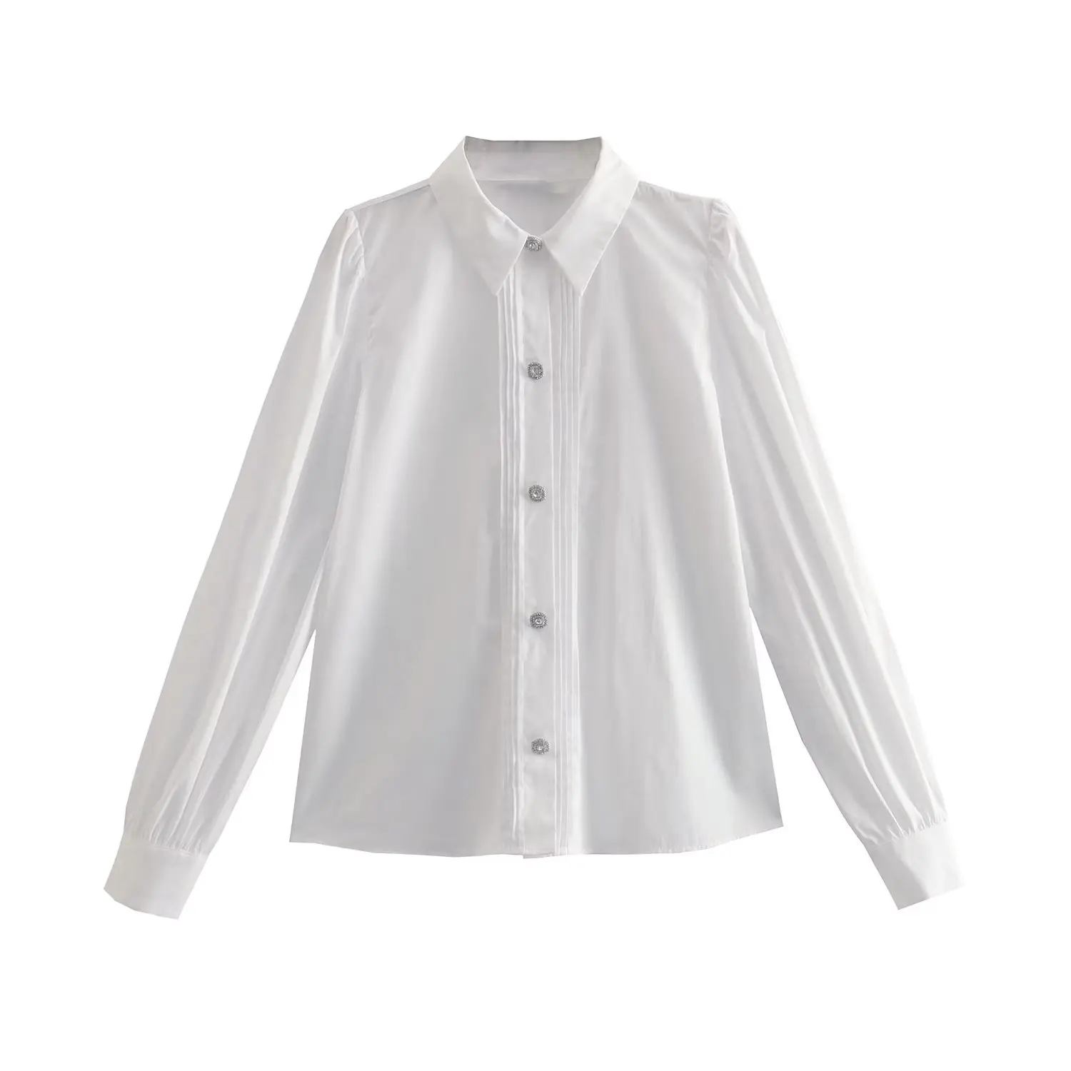 

SuperAen European and American Style Women's New 2022 White Ruffle Lapel Long Sleeve Poplin Sweet Shirt