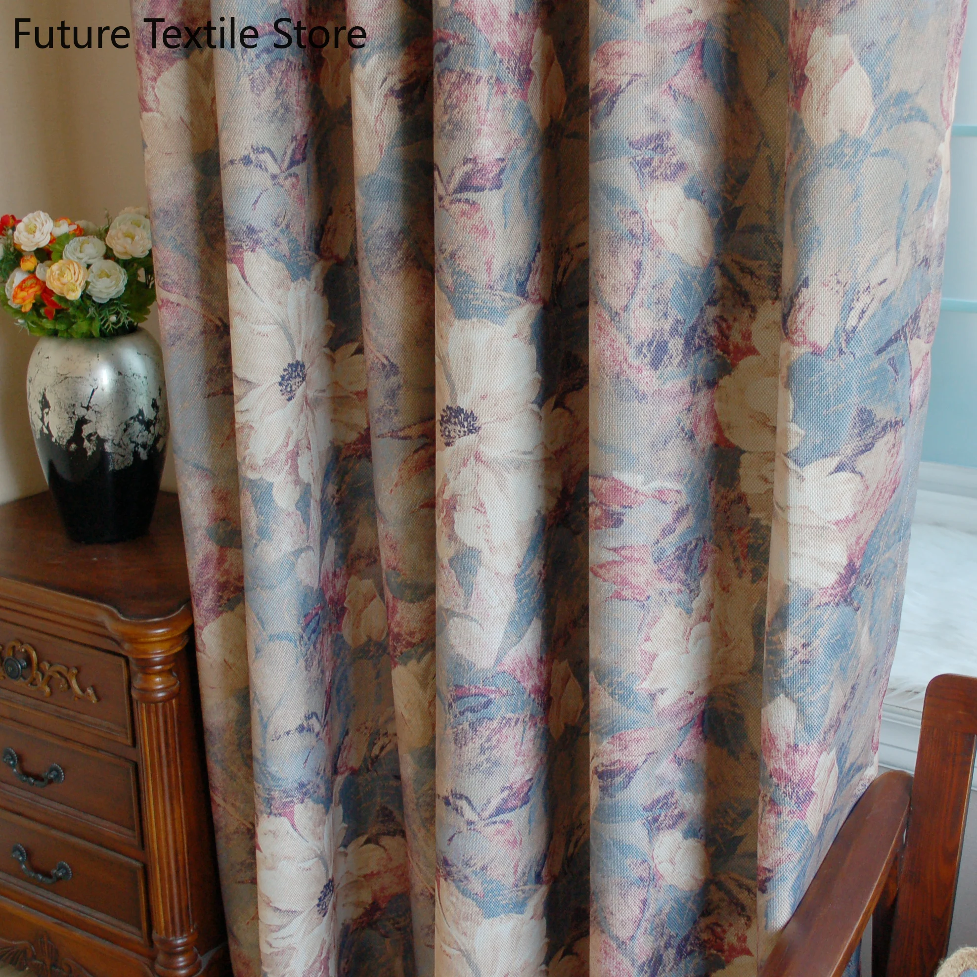 Curtains for Living Room Dining Bedroom Finished Curtains Cotton  Linen Fabric Art Bedroom Blackout Curtains Customized