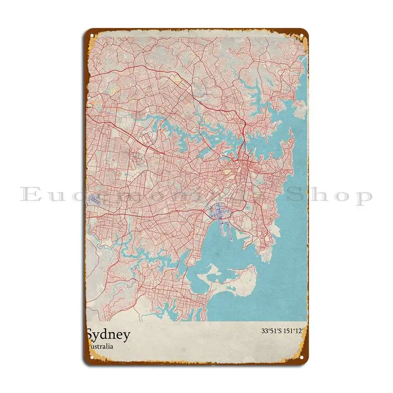 

Карта города Сиднея, металлические знаки, украшение для кухни, клуба, принт, классический жестяной плакат