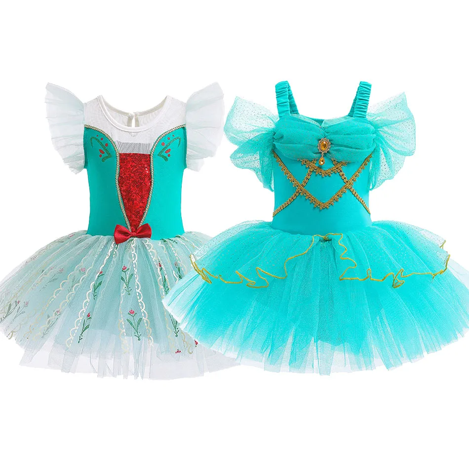 

Baby Cosplay Dress Girls Jasmine Birthday Outfit Children Elsa Anna Carnival Ruffles Princess Costume Halloween Tutu 3-8 Years
