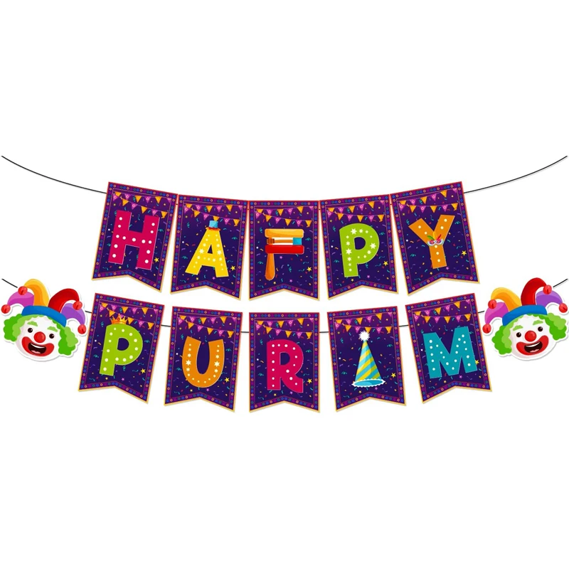 

Праздничный картонный баннер Happy Purim AONIART