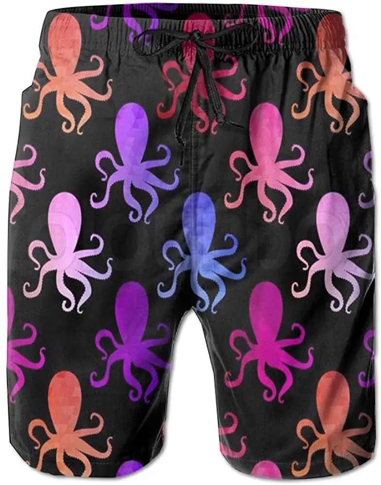 

Men's Beach Shorts Swim Trunks Colors Octopus Board Shorts with Pockets