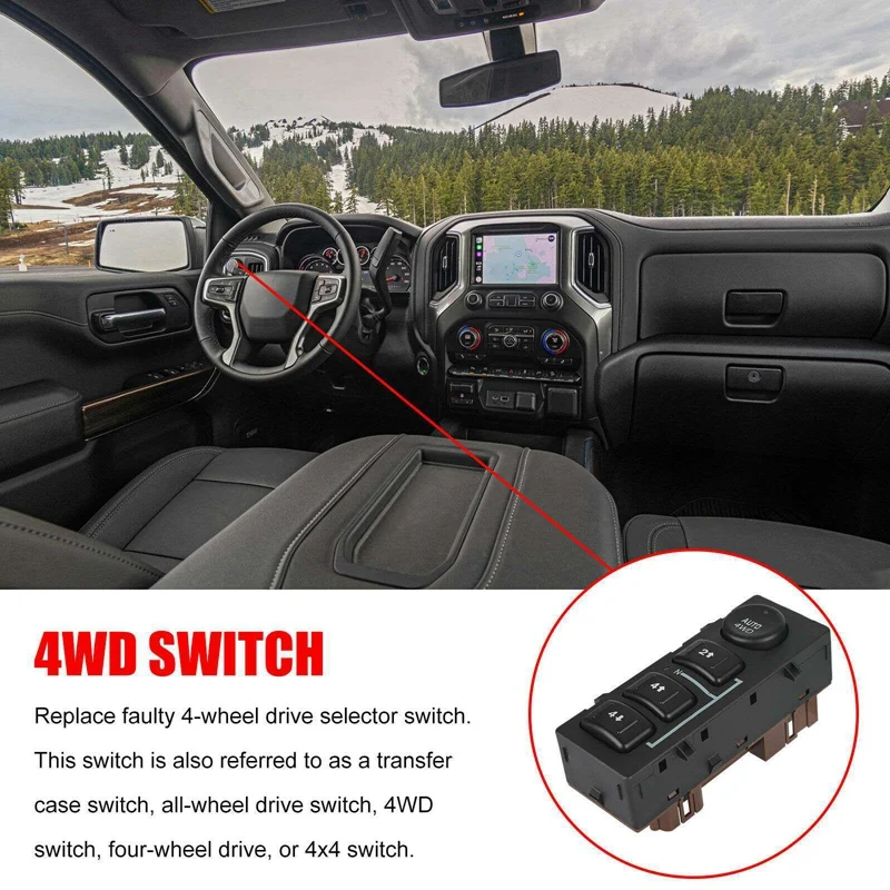 4WD Wheel Drive Switch 4X4 Transfer Case Button For Chevrolet Suburban GMC Yukon 15136039 15164520 19259313 901-072