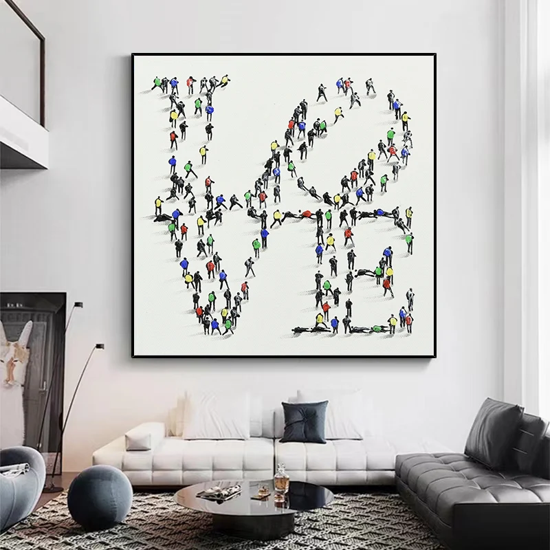 

Муравей-человек мир-любовь буквы цветной гостиной диван фон Настенная картина креативная Персонализированная картина на заказ