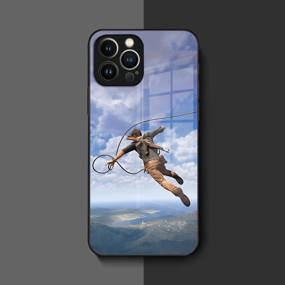 Чехол для телефона Game Uncharted Iphone 16 15 14 12 11 13 Pro Max Mini 8 X Xr Xs Puls черный стеклянный чехол