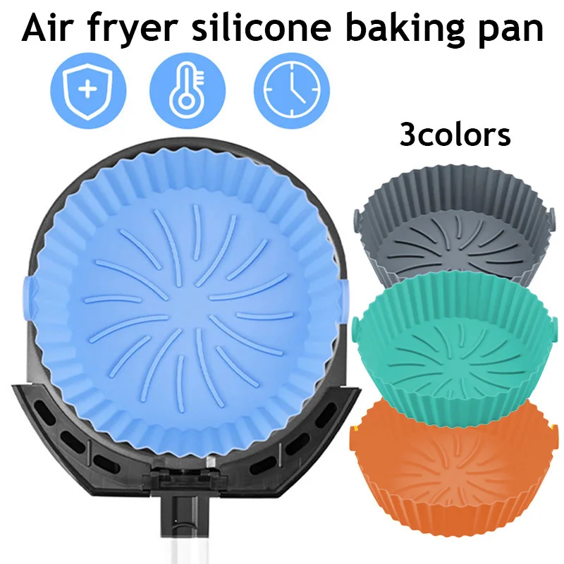 

Silicone AirFryer Pot Air Fryers Oven Baking Tray Fried Pizza Chicken Basket Mat Square Round Replacemen Grill Pan Accessories