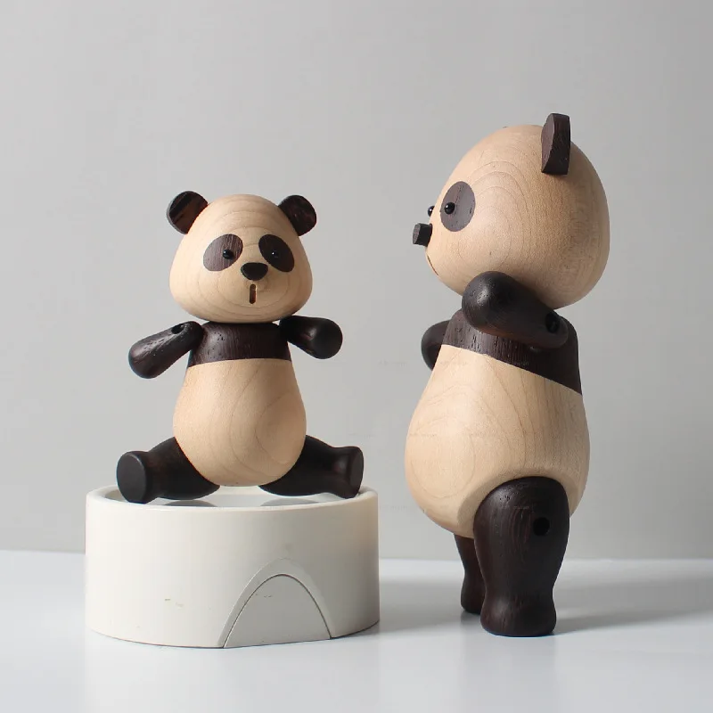 

Nordic Wooden Decoration Handicraft Ornament Creative Gift Panda Home Decoration Ornament