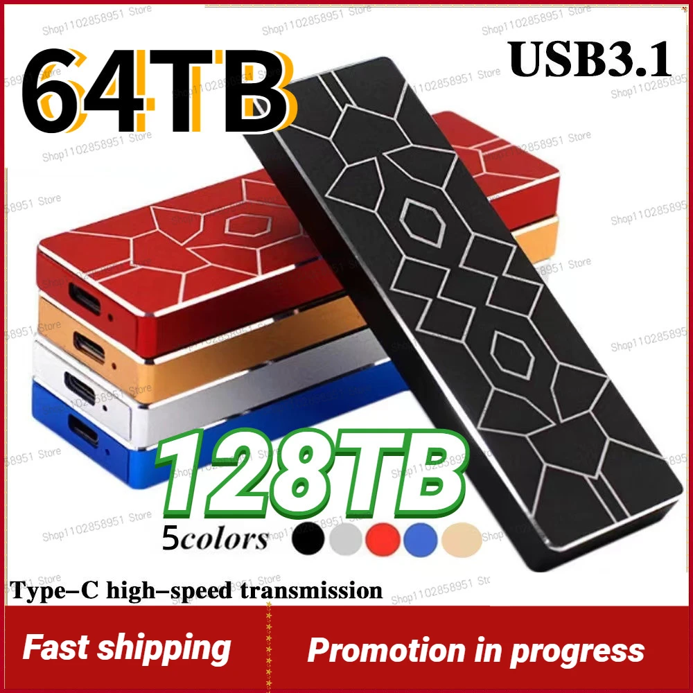 

Portable SSD 64TB 4T Solid State Drive 16TB External Hard Drive M.2 High Speed USB 3.1 8TB Hard Disks Storage Decives for Laptop