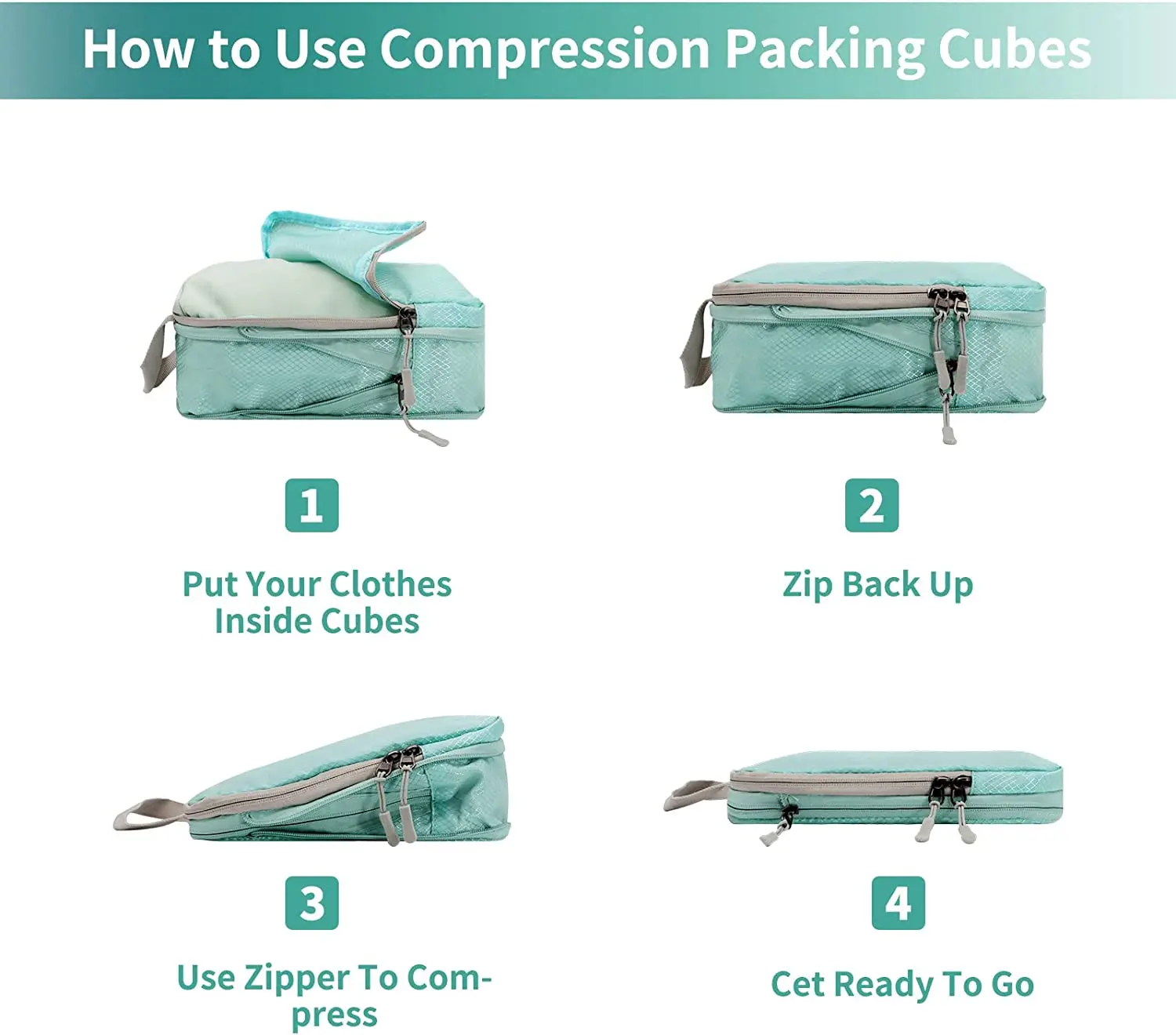 9 pcs Compression Packing Cubes for Suitcases Travel Compression Bags for Packing Suitcase Organizer Bags Set Travel Accessories