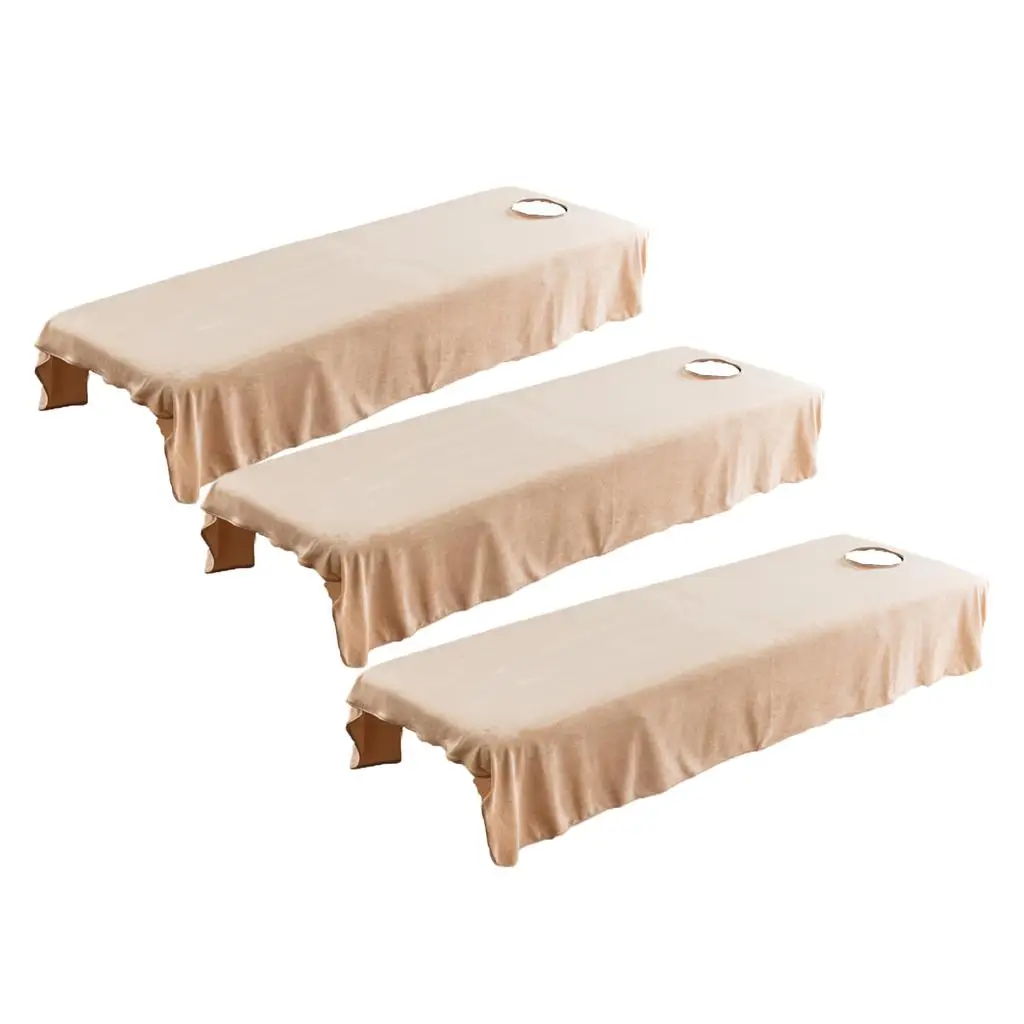 3 Pieces Crystal Flannel Massage Table Sheets Beauty Salon Facial Bed Cover images - 3