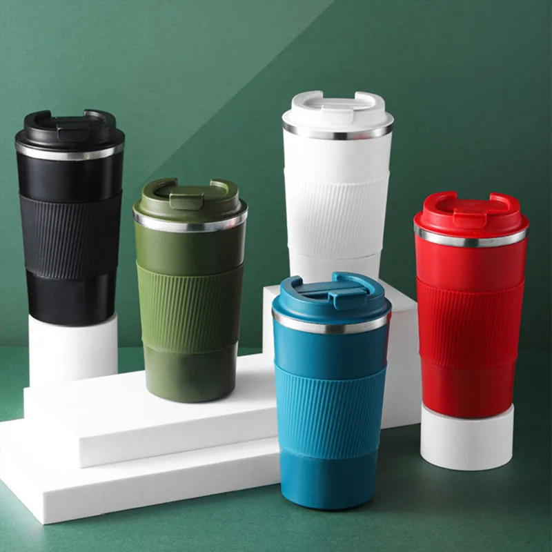 

380ml/510ml Double Stainless Steel Coffee Thermos Mug with Non-slip Case Car Vacuum Flask Travel Insulated Bottle