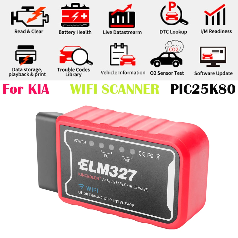 OBD2 сканер ELM327 диагностические инструменты для KIA Sportage Optima Ceed Cerato Rio Soul K9 K4 K2 K5 K3 WIFI PIC25K80