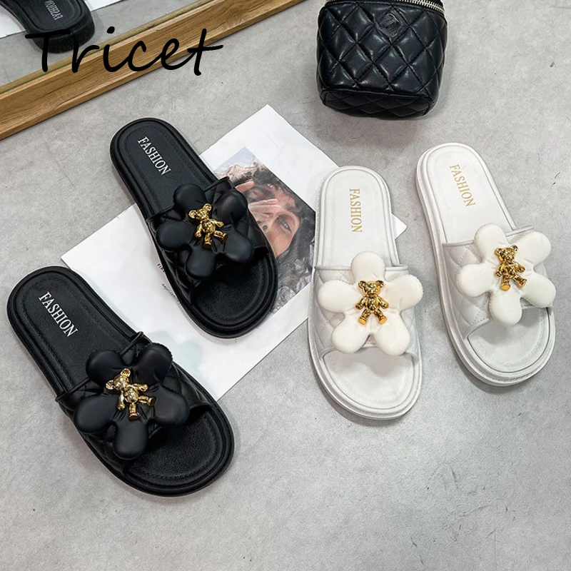 

Fashion Summer Flower Slippers Women Comfort Flats Sandals Female Beach Outdoor Design Flip Flops Platform Ladies Casual Slides