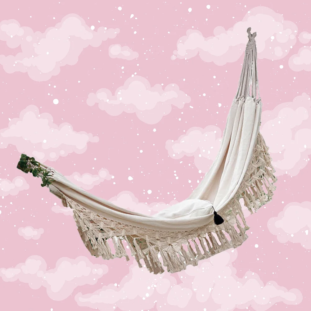 

Tassel Canvas Hammock Garden Tassel Swing Hammock Double People Hammock Outdoor Canvas Hammock