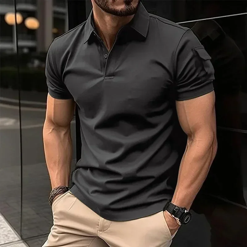 Фото Мужские бестселлеры, новые высококачественные весенне-летние рубашки-поло для отдыха, деловая одежда в уличном стиле, топ с короткими рукавами для гольфа №1