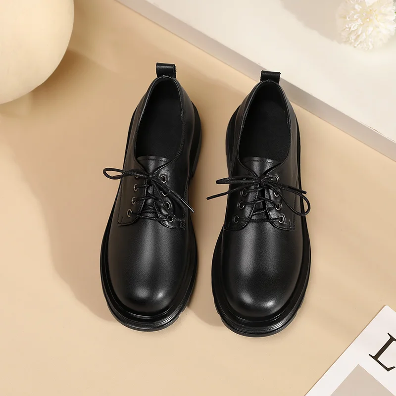 AIYUQI Women Loafers Shoes 2023 Spring New Genuine Leather Women Work Shoes Lace Up Non-slip Ladies Casual Shoes
