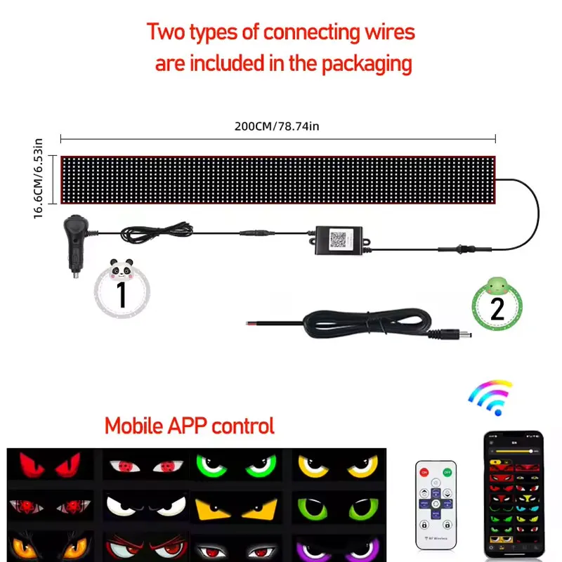 Новое приложение светодиодный грузовик автомобиль дьявольский глаз свет для доски лобовое стекло дистанционное управление музыкой индивидуальный текстовый узор освещение 12 В 24 В дисплей