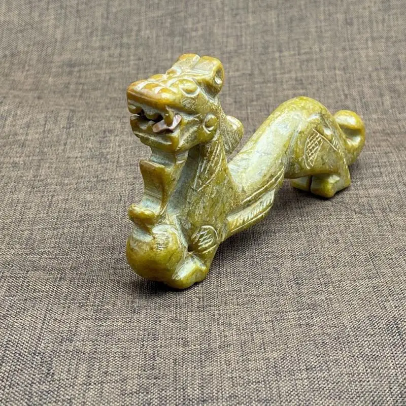 

Large 5.2" Chinese Old Jade Xiuyu Kirin Hand Carved Beast Statue