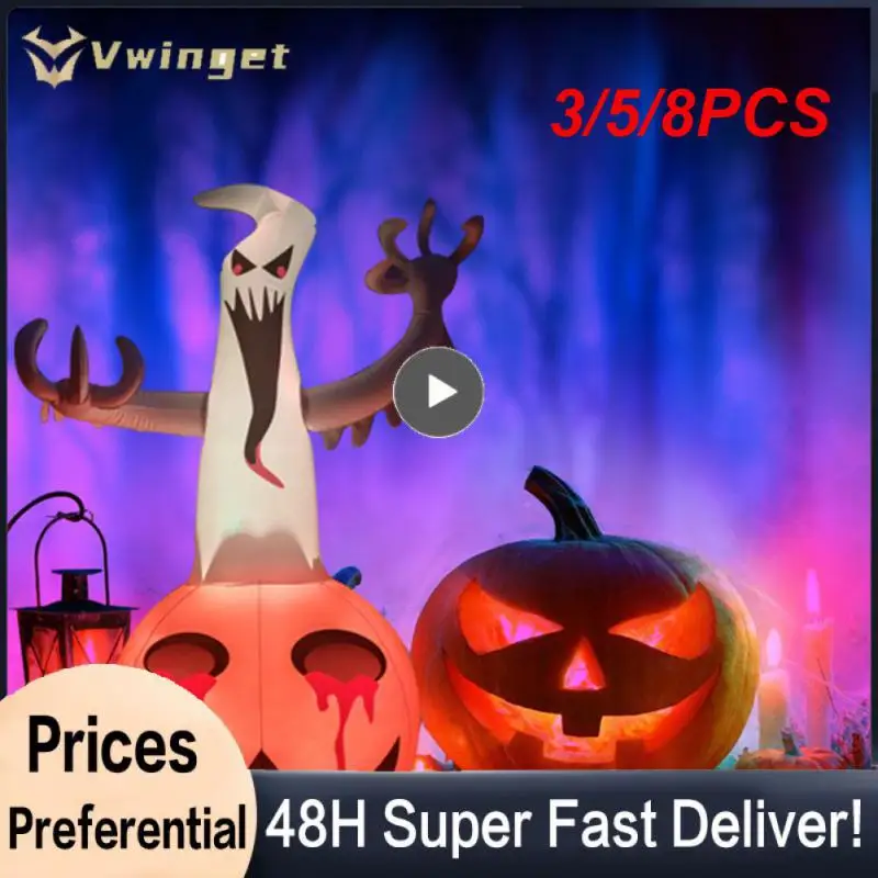 

3/5/8PCS Convenient Inflatable Light Ball For Halloween Inflatable Ghost Light Adjustable Luminous Pumpkin Lamp Thickening