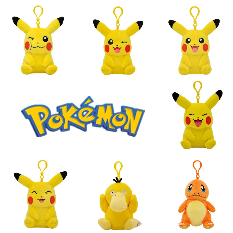 

New Pokemon Pikachu doll pendant small fire dragon up to duck plush toy stuffed cute trumpet birthday gift role-playing