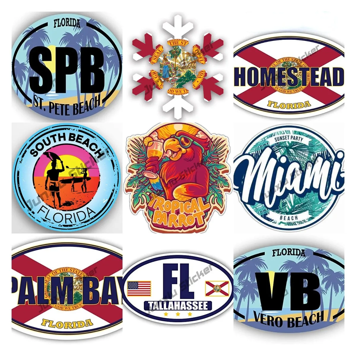 

Florida Decals Florida Snowflake Tennessee Miami Flag Home SPB St. Pete Beach Florida Sticker Cover Scratches Decoration Decasl