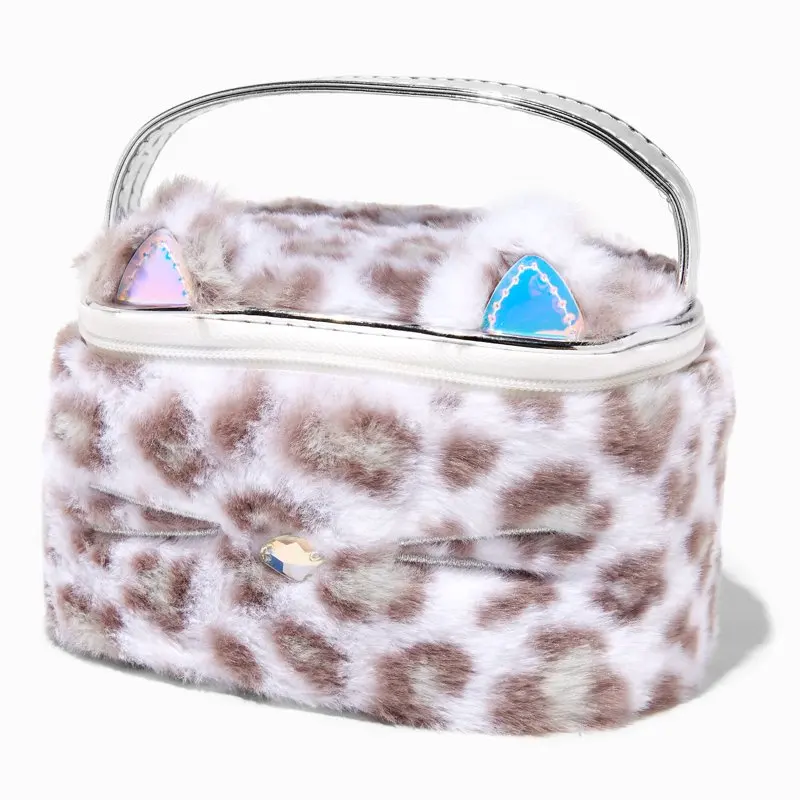 

Claire's Club Furry Snow Leopard Makeup Bag