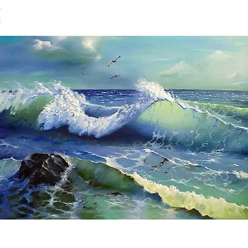 

Hawaii sea wave beach sunrise scenery 5D DIY Full diamond painting quality embroidery cross stitch art kits home decor gift