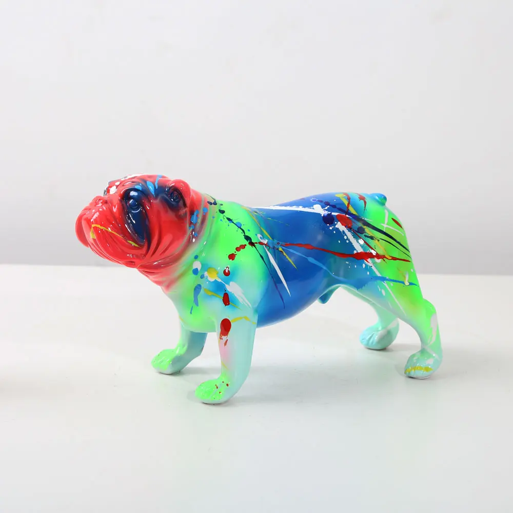 

Современная креативная флуоресцентная цветная статуя бульдога, флуоресцентная настольная собака для домашнего интерьера
