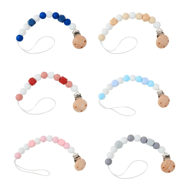 

Handmade Pacifier Chain Newborn Teething Toy Clip Nipple Holder Chewable Toy Wholesale