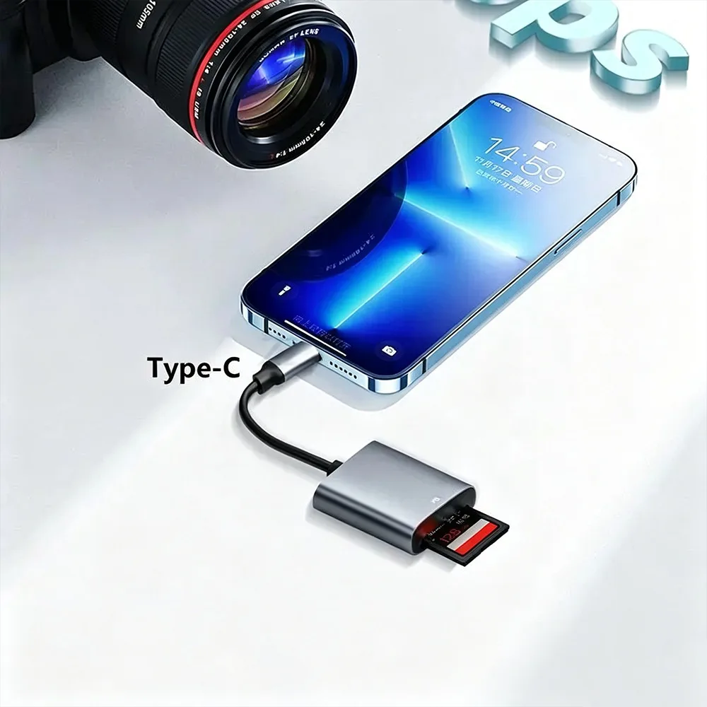 Фото USB-C UHS-II SD 4.0 Кардридер Type-C OTG Адаптер для карт памяти с поддержкой UHS-I SDHC SDXC для iPhone 15 16 17 MacBook Pro №5