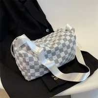 2022 new plaid small fresh casual large capacity messenger bag commuter bag messenger bag college student class crossbody bags