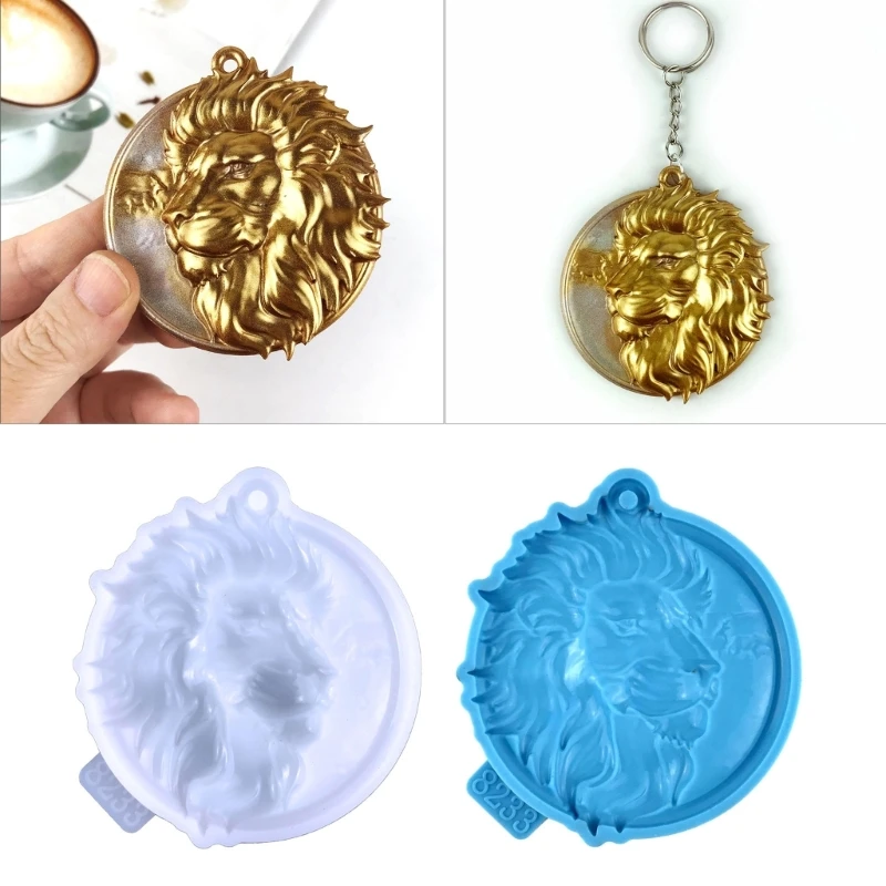 

Shiny Glossy Silicone Resin Molds Lionhead-shape Keychain Mold DIY Pendant Ornaments Jewelry Epoxy Resin Crafting Mold Y08E