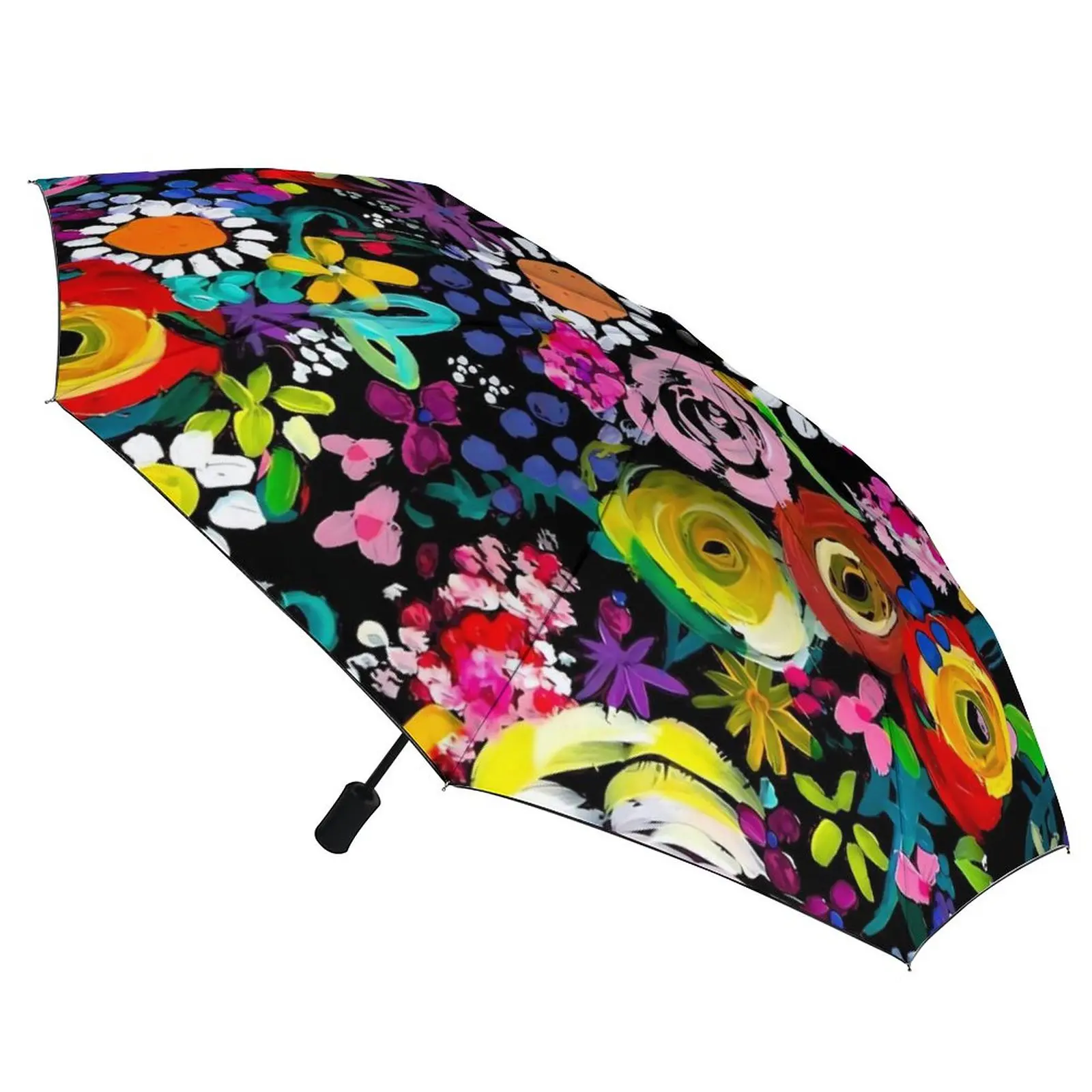 

Складной автоматический зонт с ярким цветочным рисунком, портативный зонтик с защитой от ветра и цветочным принтом, из углеродного волокна,...