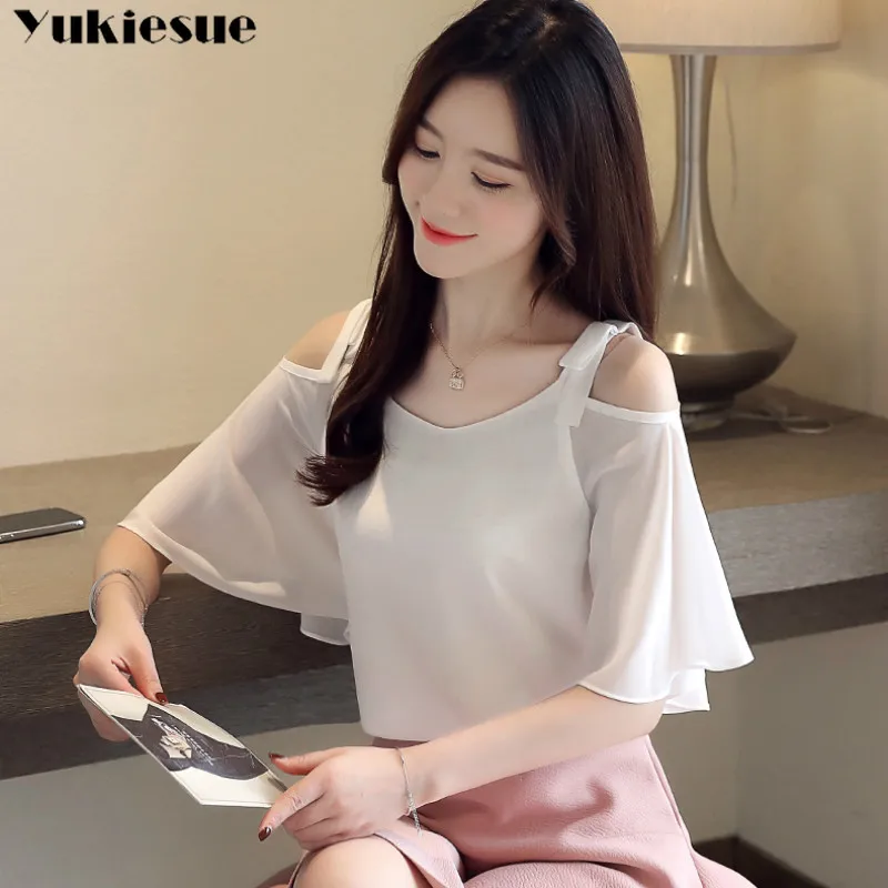 Женская блузка с коротким рукавом летучая мышь открытыми плечами - купить по