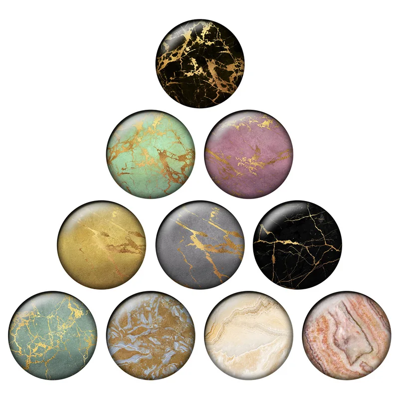 

24pcs/lot Marble Gilded Texture Patterns Round Photo Glass Cabochon Demo Flat Back Making Findings H054