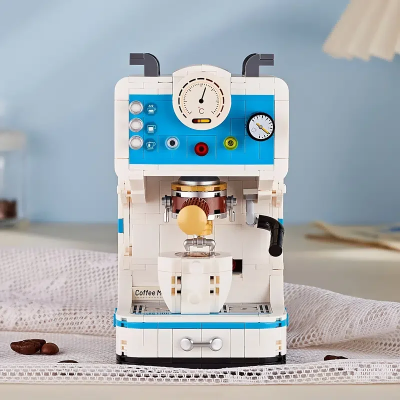 

Набор строительных блоков, миниатюрные блоки, набор для строительства кофемашины с наклейкой, Креативные кухонные игрушки, мини-кирпичи из ...