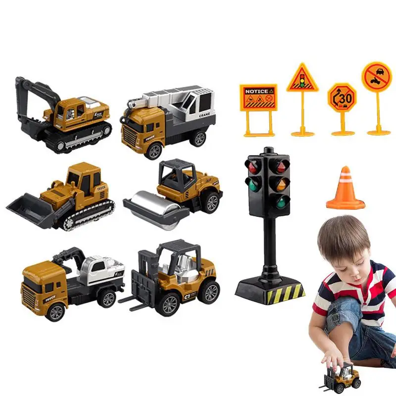 

Engineering Vehicle Set Metal Pull Back Cars Construction Vehicles Transport Vehicle Tractor Forklift Play Vehicles Set For For