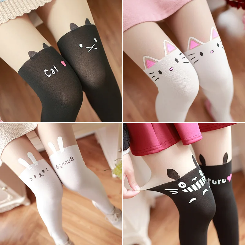 

Pretty Girl Warrior Socks Printed Stitching Fake Thigh High Cartoon Cute Female Student Stockings High Pantyhose