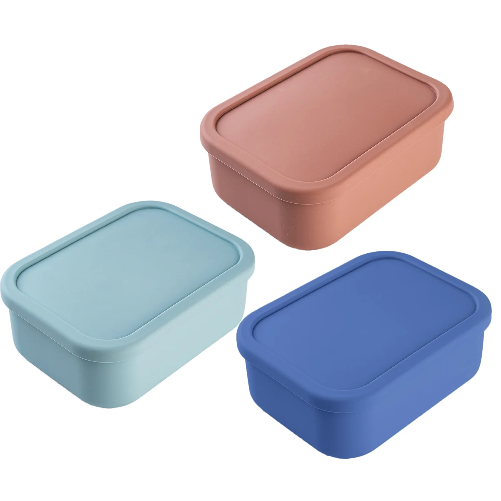 Silicone Bento Box Durable Lunch Box Containers With 3 Compartments Stackable Food Storage Container With Lid For Lunch Snacks