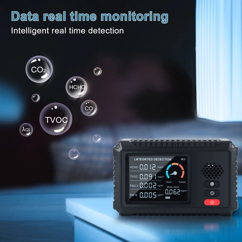 

Portable Digital Detector Air Quality Sensor Tester (HCHO) TVOC PM2.5/PM10 Gas Analyzer Air Quality Monitor USB Detector