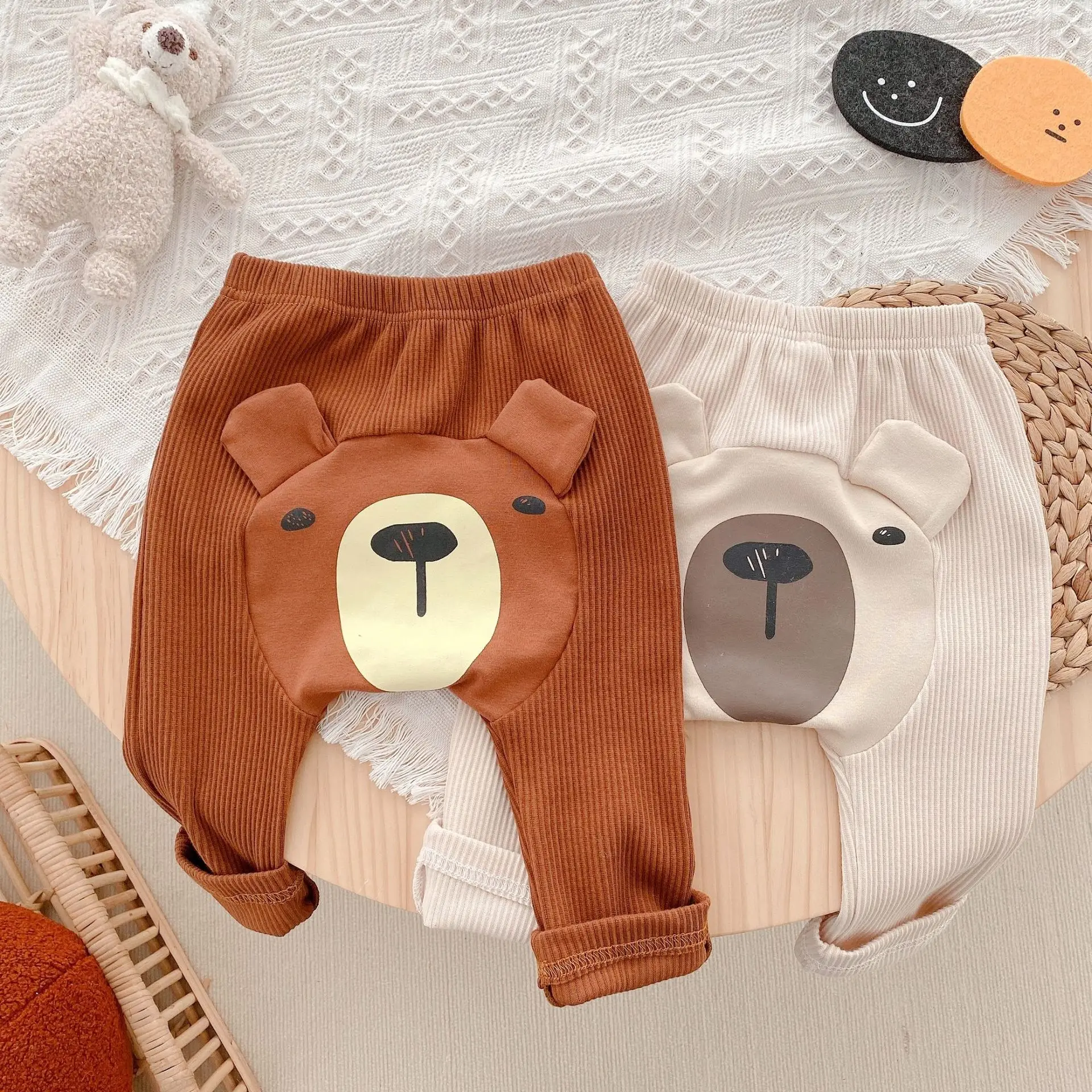 

Брендовые детские брюки, летние и весенние брюки, детские хлопковые штаны с 3D принтом медведя из мультфильма, одежда для малышей, шаровары д...
