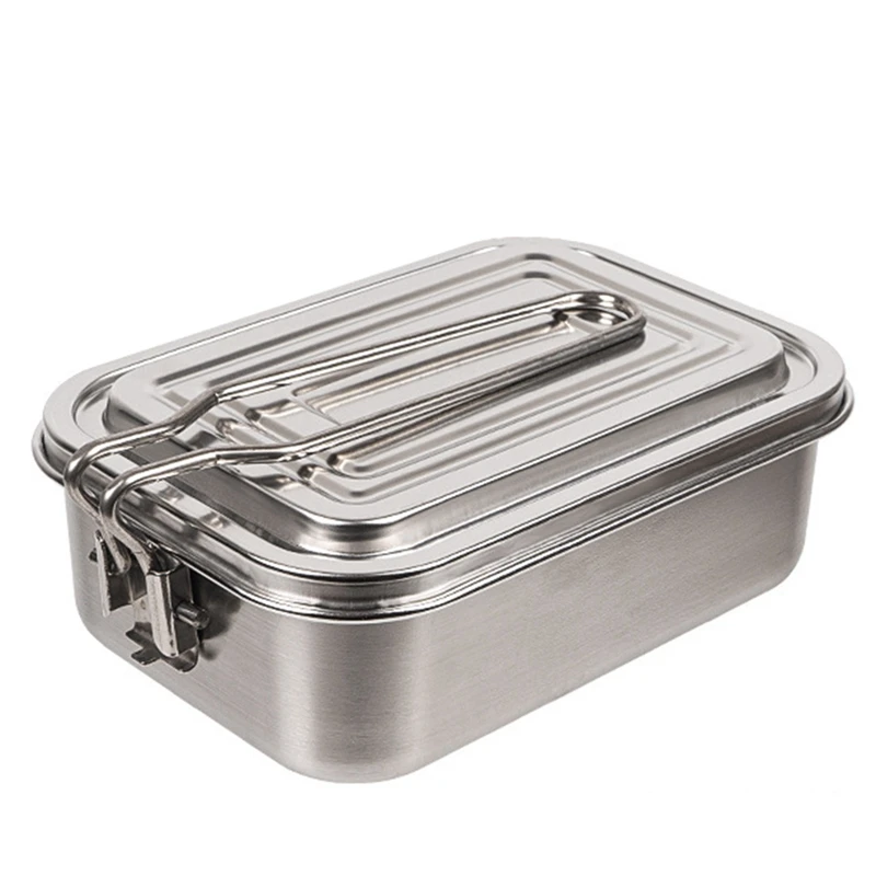 

304 Stainless Steel Lunch Box Stainless Picnic Box Outdoor Dinner Pail Travel Camping Food Contains Breakfast Storage